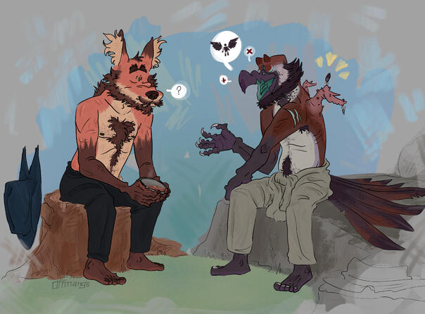 2 chibi characters + simple background